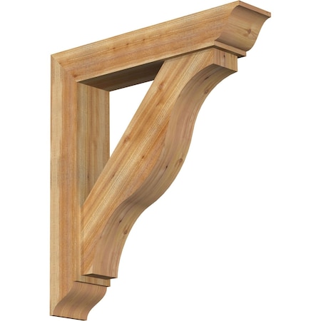 Ekena Millwork Funston Traditional Rough Sawn Bracket w/ Offset Brace, Western Red Cedar, 8"W x 40"D x 44"H BKT0806X40X44FST01RWR